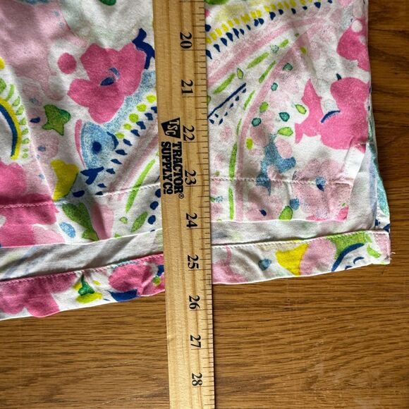 Crown & Ivy Lime Green & Pink Floral Ruffled Top Sleveless Small V-Neck‎ Cottage - Picture 4 of 5